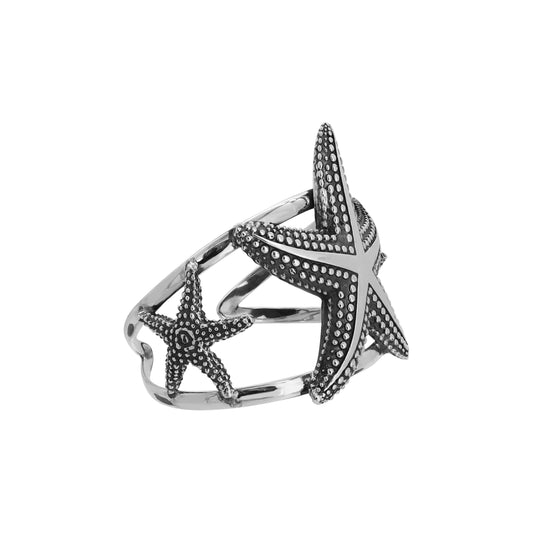 Brazalete estrella de mar acabado oxidado en plata de ley