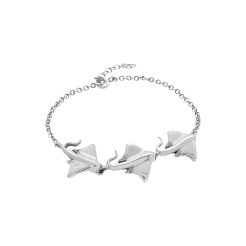 Pulsera mantaraya de mar en plata de ley
