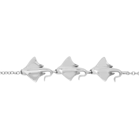 Pulsera mantaraya de mar en plata de ley