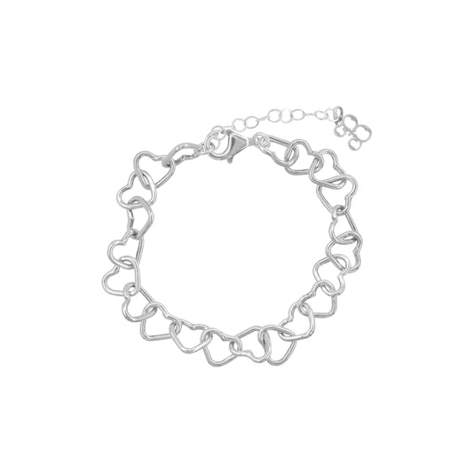 Pulsera corazones enlazados en plata de ley