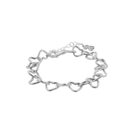 Pulsera corazones enlazados en plata de ley