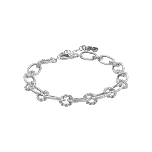 Pulsera eslabones redondos y ovalados en plata de ley