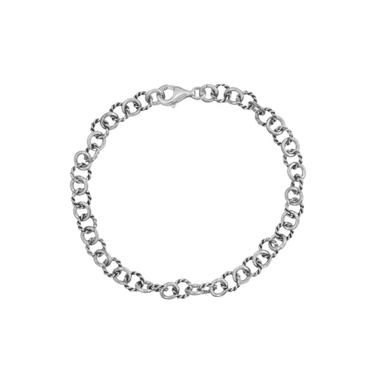 Pulsera eslabones redondos en plata de ley