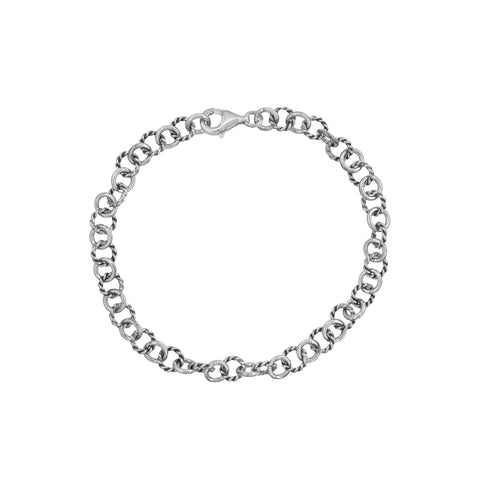 Pulsera eslabones redondos en plata de ley