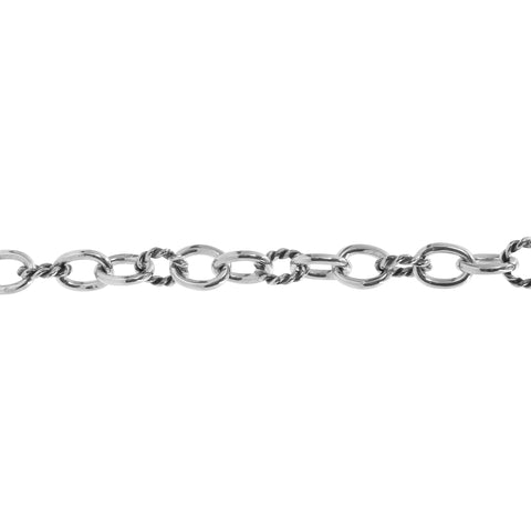 Pulsera de argollas ovaladas y redondas en plata de ley