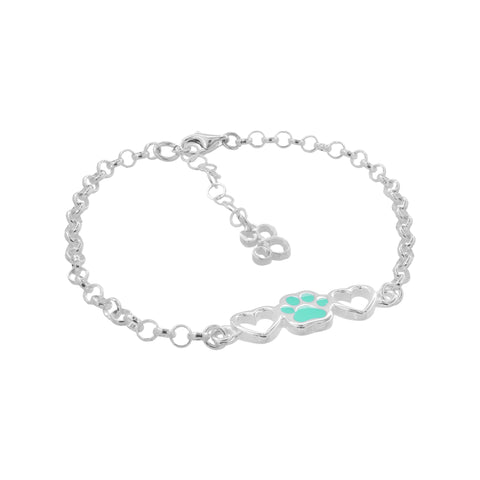 Pulsera de huella y corazón azul en plata de ley .925