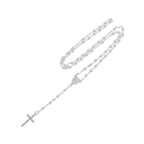 Rosario con casquilla 2 mm con medalla Virgen en plata de ley