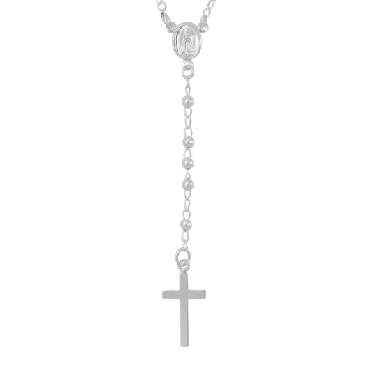 Rosario con casquilla 2 mm con medalla Virgen en plata de ley