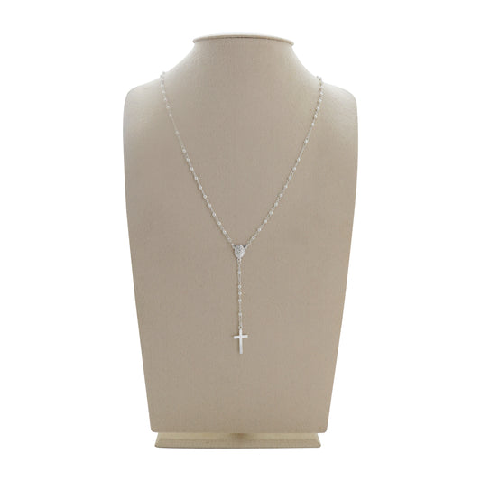 Rosario con casquilla 2 mm con medalla Virgen en plata de ley