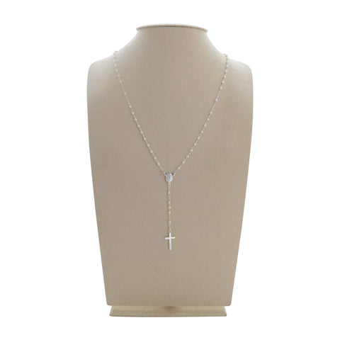 Rosario con casquilla 2 mm con medalla Virgen en plata de ley