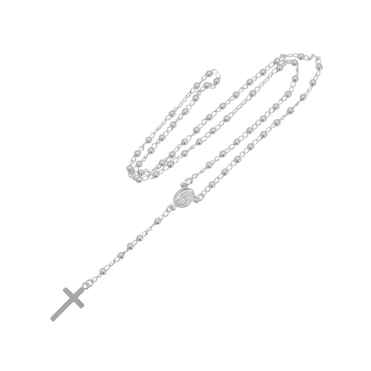 Rosario con casquilla 2.5 mm con medalla Virgen Milagrosa en plata de ley