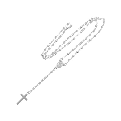 Rosario con casquilla 2.5 mm con medalla Virgen Milagrosa en plata de ley