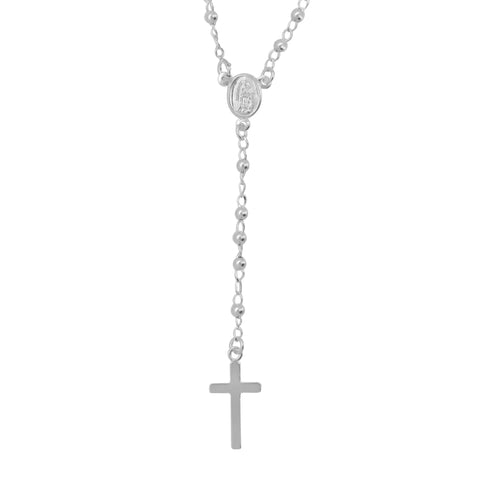 Rosario con casquilla 2.5 mm con medalla Virgen Milagrosa en plata de ley