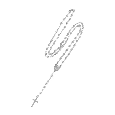 Rosario de casquilla 4mm con cruz lisa en plata de ley