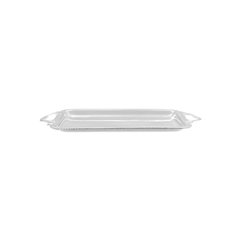 Charola rectangular con asas para bolo en baño de plata