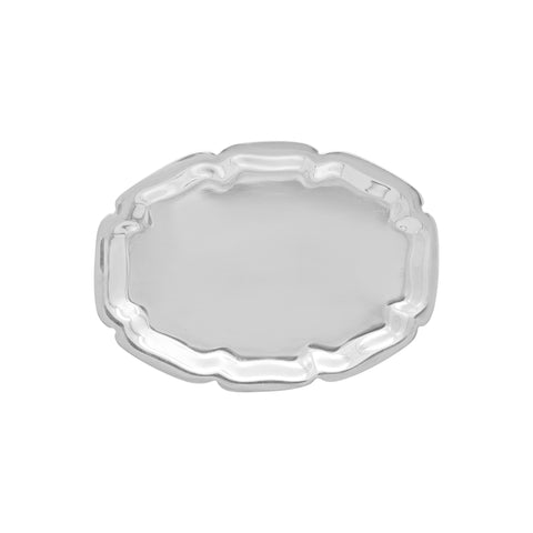 Charola ovalada para bolo en baño de plata
