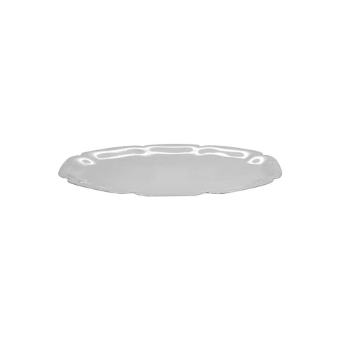 Charola ovalada para bolo en baño de plata