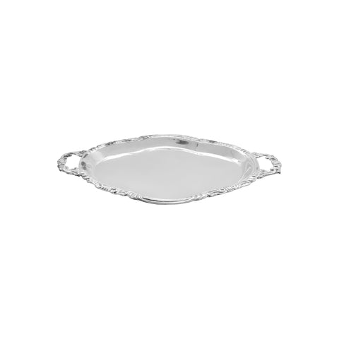 Charola ovalada para bolo en baño de plata