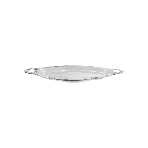 Charola ovalada para bolo en baño de plata