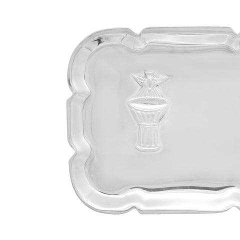 Charola con caliz para bolo en baño de plata