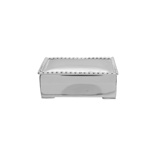Caja lisa con filo de casquilla en baño de plata