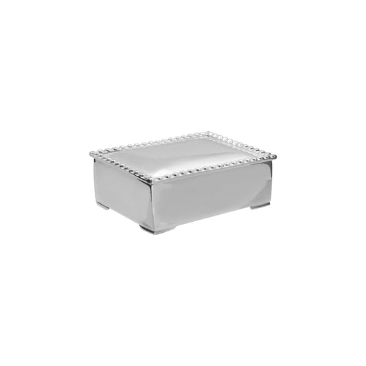 Caja lisa con filo de casquilla en baño de plata