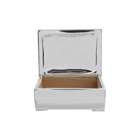 Caja lisa con filo de casquilla en baño de plata