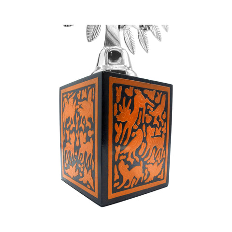 Árbol de la vida plateado base naranja