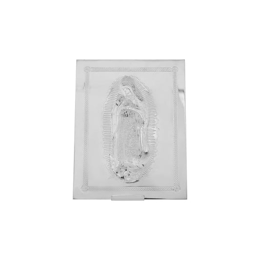 Icono Virgen María con borde trenzado en baño de plata