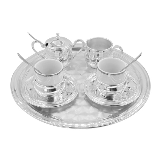 Set cafetera acabado liso en baño de plata
