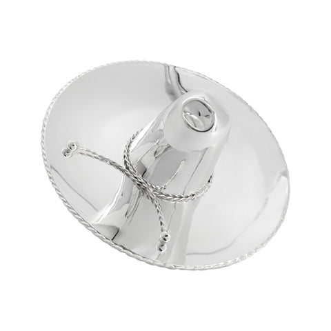 Sombrero de charro coleccionable liso en baño de plata (mediano)