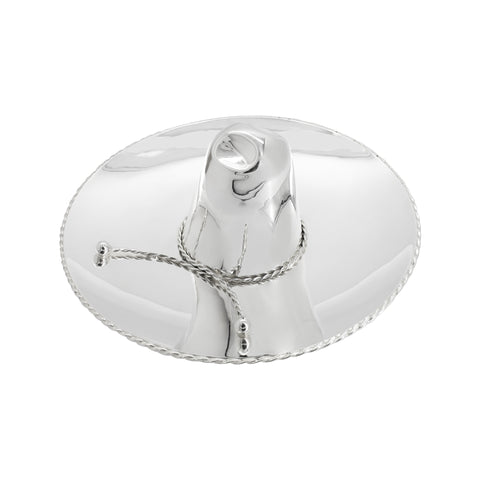 Sombrero de charro coleccionable liso en baño de plata (mediano)