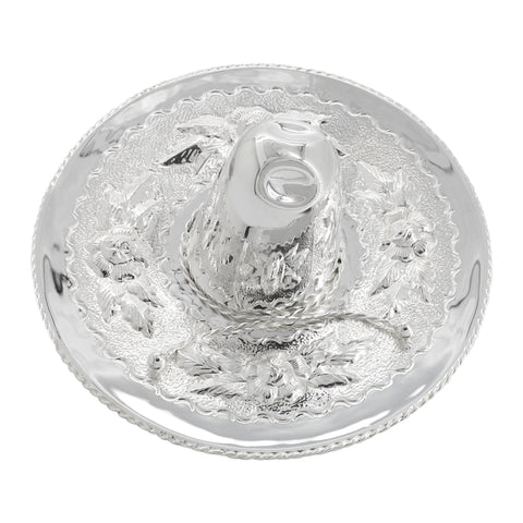 Sombrero de charro coleccionable con detalle de rosas en baño de plata (grande)