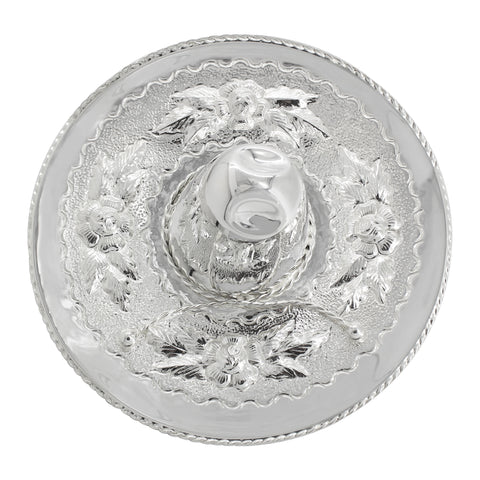 Sombrero de charro coleccionable con detalle de rosas en baño de plata (grande)
