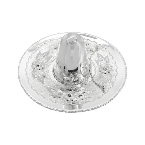 Sombrero de charro coleccionable con detalle de rosas en baño de plata (mediano)