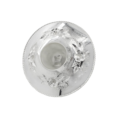 Sombrero de charro coleccionable con detalle de rosas en baño de plata (chico)