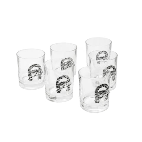 Set de 6 vasos para vodka en cristal con detalles en baño de plata