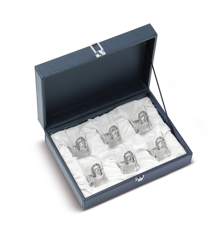 Set de 6 vasos para vodka en cristal con detalles en baño de plata