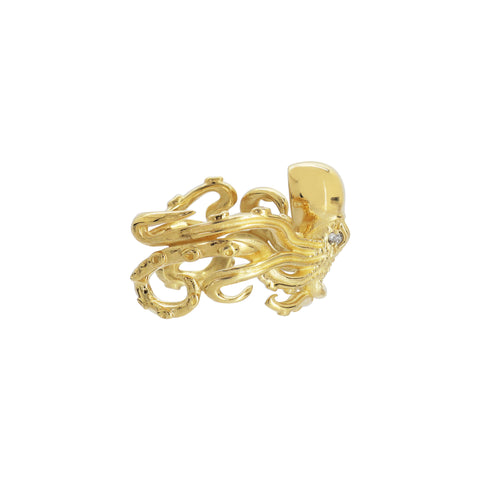 Anillo Pulpo oro 14k con diamantes