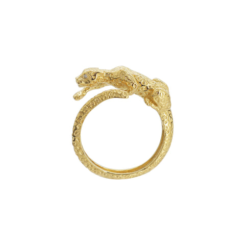 Anillo Jaguar oro 14k con diamantes