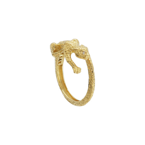 Anillo Jaguar oro 14k con diamantes