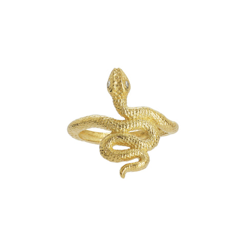 Anillo Serpiente oro 14k con diamantes