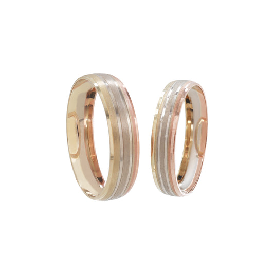 Anillos de matrimonio en oro de 10k Esmerilado 3 colores