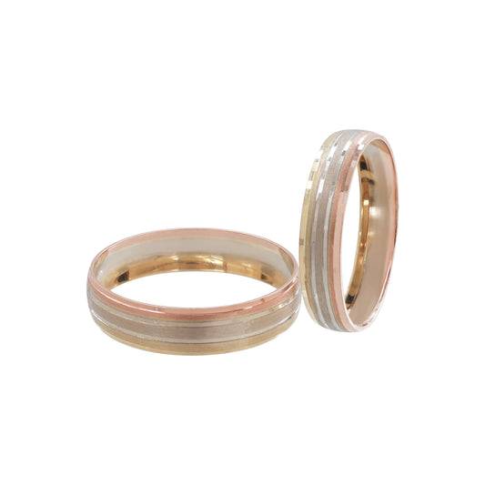 Anillos de matrimonio en oro de 10k Esmerilado 3 colores