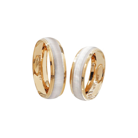 Anillos de matrimonio en oro de 10k Esmerilado 2 colores