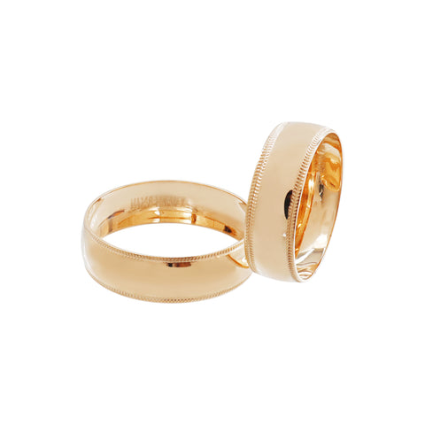 Anillos de matrimonio liso con filo en oro de 14k