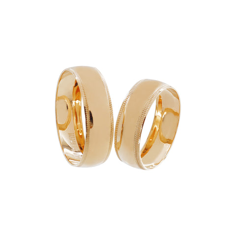 Anillos de matrimonio liso con filo en oro de 14k