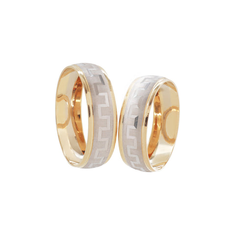 Anillos de matrimonio Greca 2 colores en oro de 14K