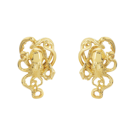 Aretes Pulpo oro 14k con diamantes