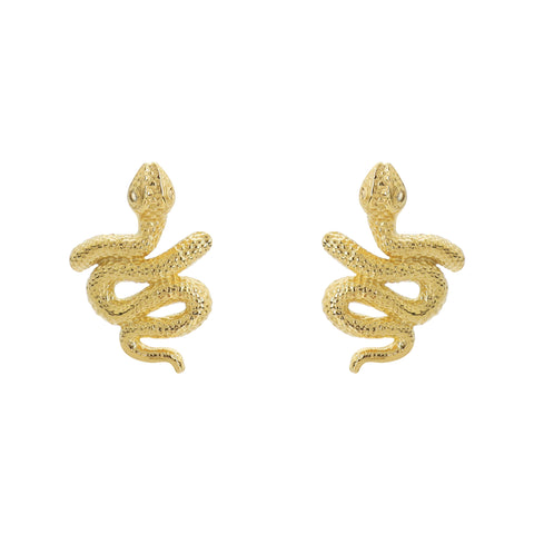 Aretes Serpiente oro 14k con diamantes